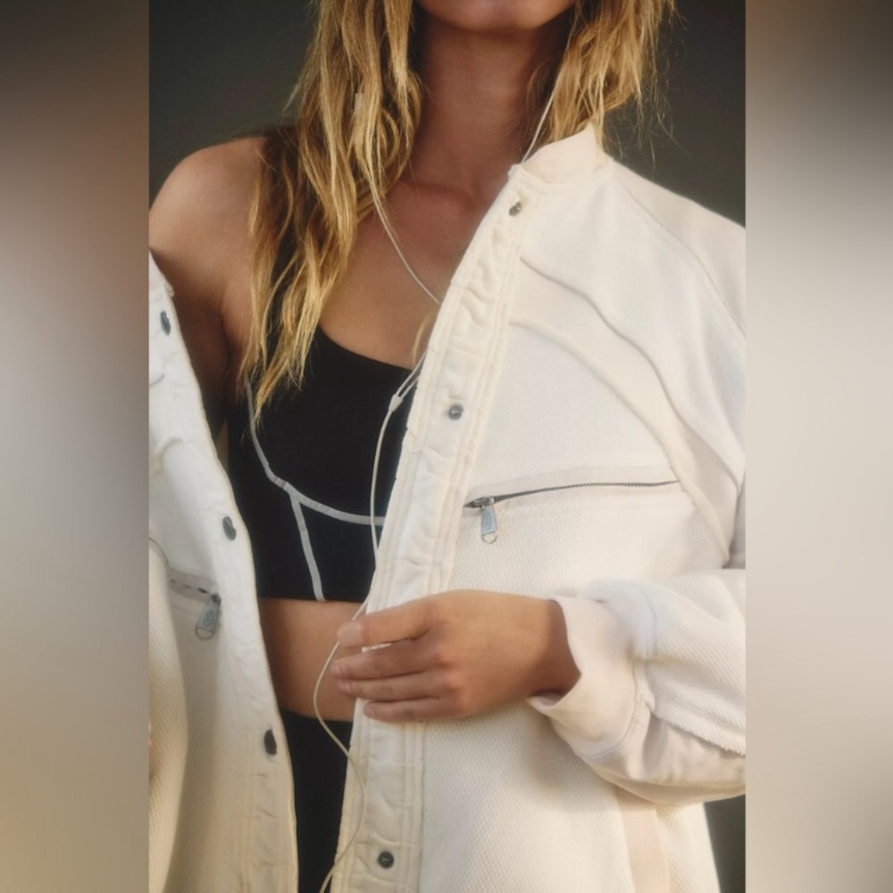 Free People! FP Movement Extra Innings Cardi In Ivory Combo NWT! - Picture 3 of 14